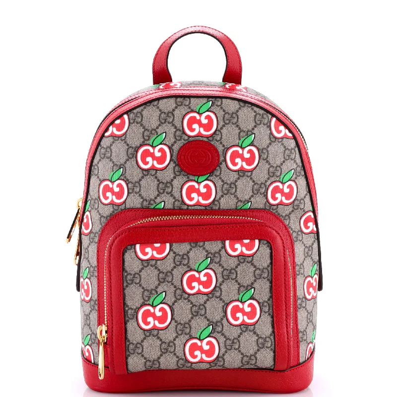 Women Gucci bags with interlocking G hardware for a classic lookZip Pocket Backpack Printed GG Coated Canvas Small