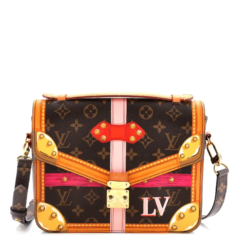 Louis Vuitton bags with a snap - button closure and a decorative charm for stylePochette Metis Limited Edition Summer Trunks Monogram Canvas