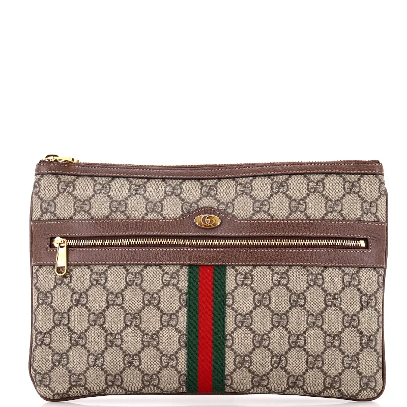 Ladies Gucci Dionysus bags with a chain - link shoulder strapOphidia Zip Pouch GG Coated Canvas Large