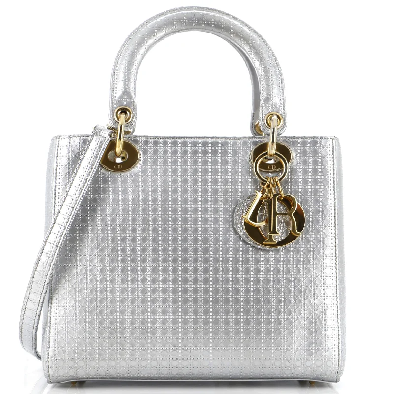 Christian Dior backpacks with a sleek, minimalist silhouetteLady Dior Bag Micro Cannage Metallic Calfskin Medium