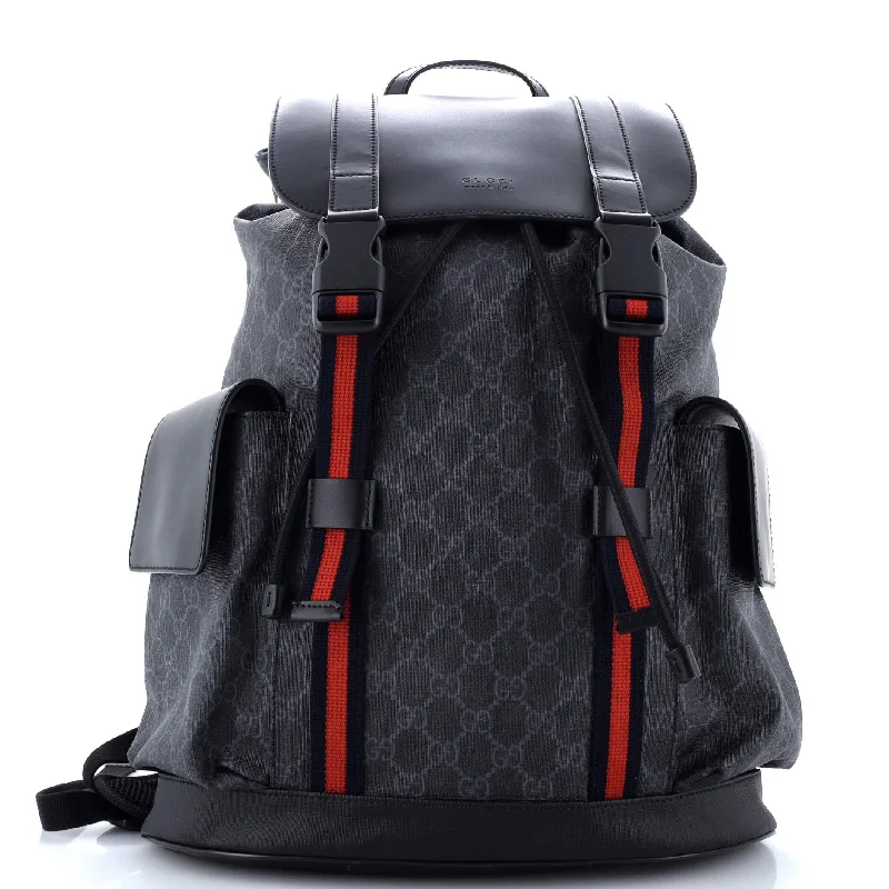 Ladies Gucci Dionysus bags with a star - shaped charmDouble Pocket Buckle Backpack GG Coated Canvas Large