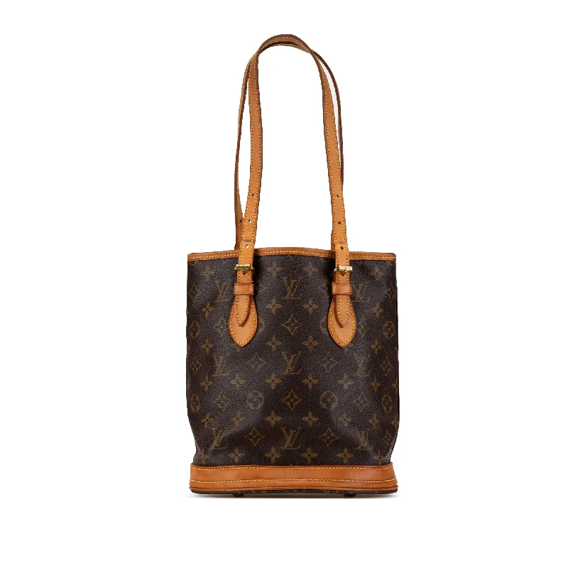 Louis Vuitton bags with a front - flap pocket for quick - access itemsBrown Louis Vuitton Monogram Petit Bucket