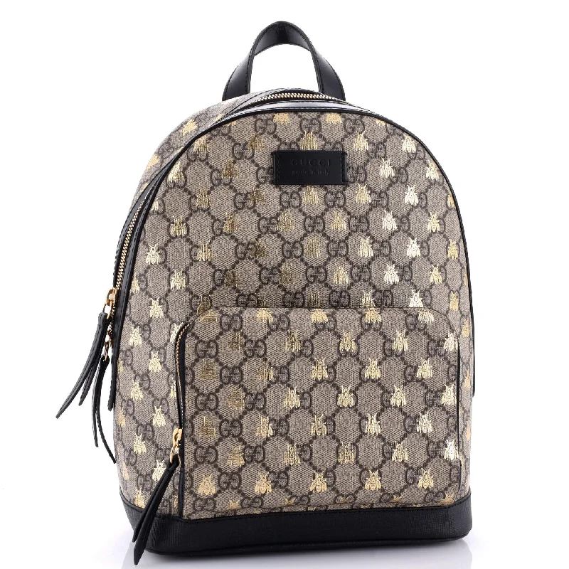 Gucci Marmont bags for women with a contrast - colored interiorZip Pocket Backpack Printed GG Coated Canvas Small