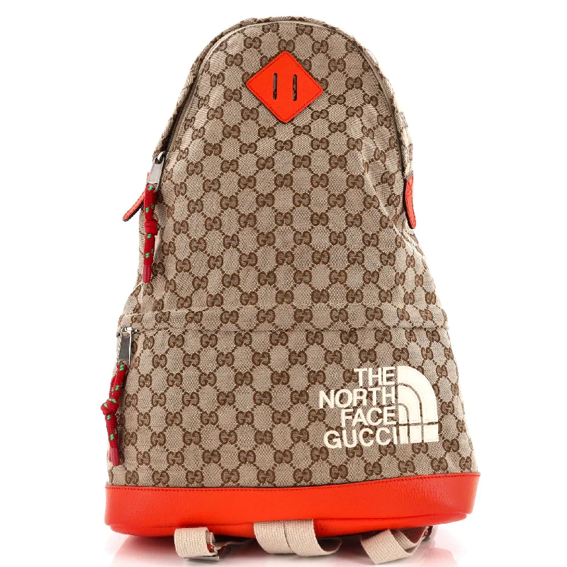 Women Gucci bags with a detachable mobile phone holderGucci x The North Face Zip Backpack GG Canvas with Leather Medium