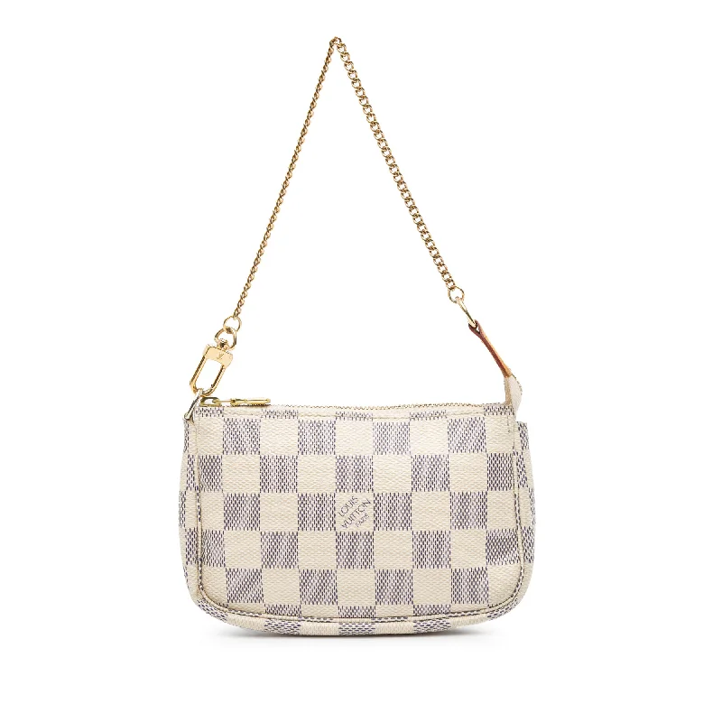 Ladies Louis Vuitton shoulder bags with a tassel decoration for charmWhite Louis Vuitton Damier Azur Mini Pochette Accessoires Handbag