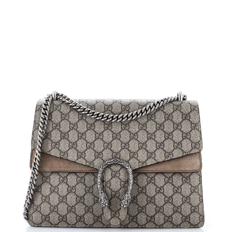 Women Gucci Sylvie bags with a crystal - embellished web stripeDionysus Bag GG Coated Canvas Medium