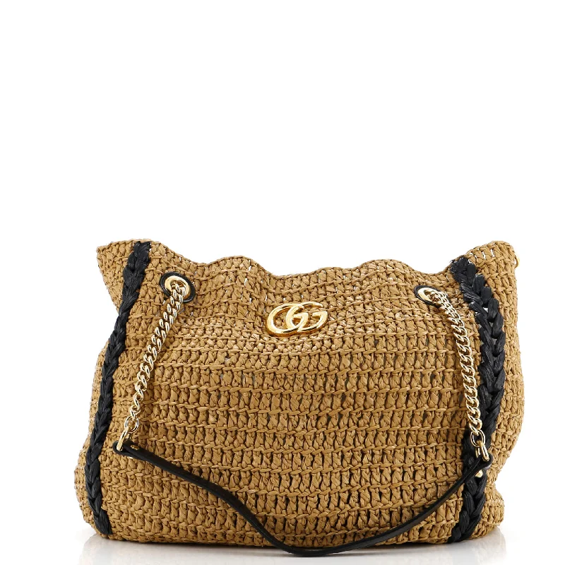 Medium - sized Women Gucci handbags for everyday useGG Marmont Chain Tote Raffia Large