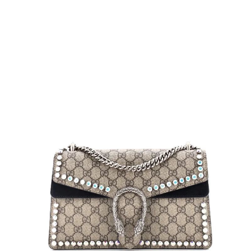 Ladies Gucci shoulder bags with a magnetic - closure flapDionysus Bag Crystal Embellished GG Coated Canvas Small