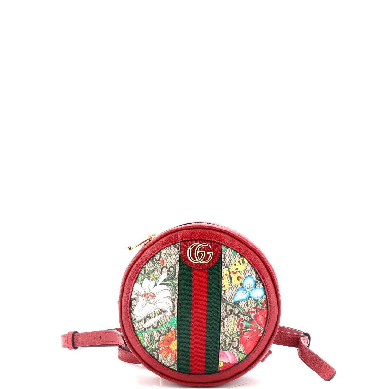 Gucci backpacks for women with a sleek silhouetteOphidia Round Backpack Flora GG Coated Canvas Mini