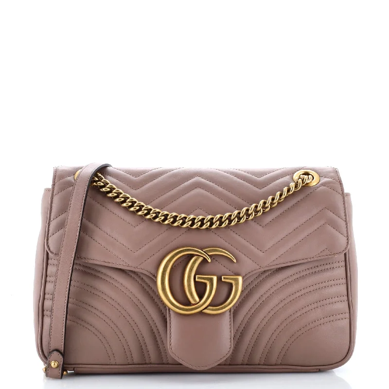 Women Gucci bags with a snap - button closure and a decorative charmGG Marmont Flap Bag Matelasse Leather Medium