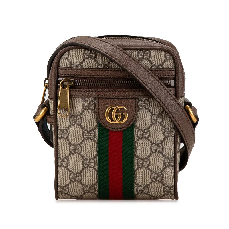 Ladies Gucci Dionysus bags in a pastel colorBrown Gucci Mini GG Supreme Ophidia Crossbody