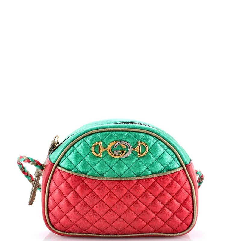 Gucci Marmont bags for women with quilted leather exteriorsTrapuntata Camera Shoulder Bag Quilted Laminated Leather Mini