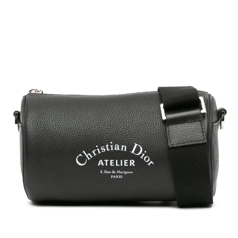 Christian Dior Saddle bags with a patent leather finish for a shiny lookBlack Dior Leather Atelier Roller Crossbody