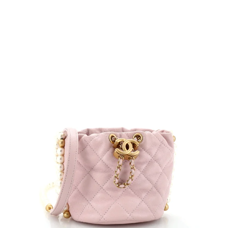 Christian Dior handbags with a removable shoulder strap for versatilityAbout Pearls Bucket Bag Quilted Calfskin Mini