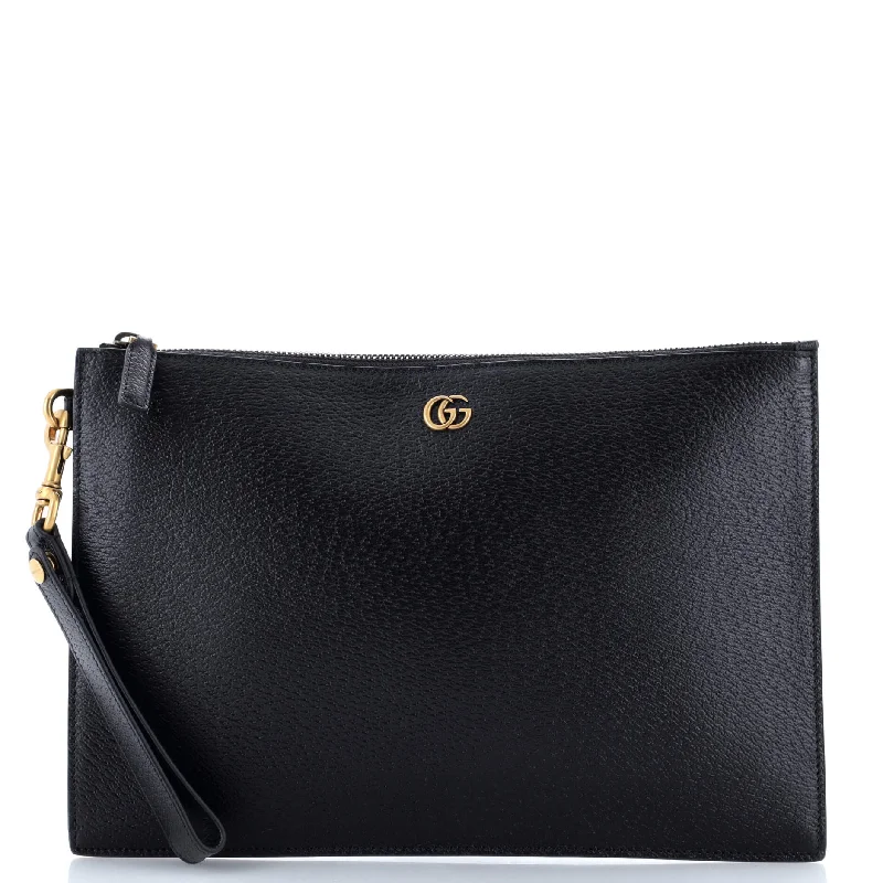 Gucci handbags for women with a patent - leather finishGG Marmont Pouch Leather