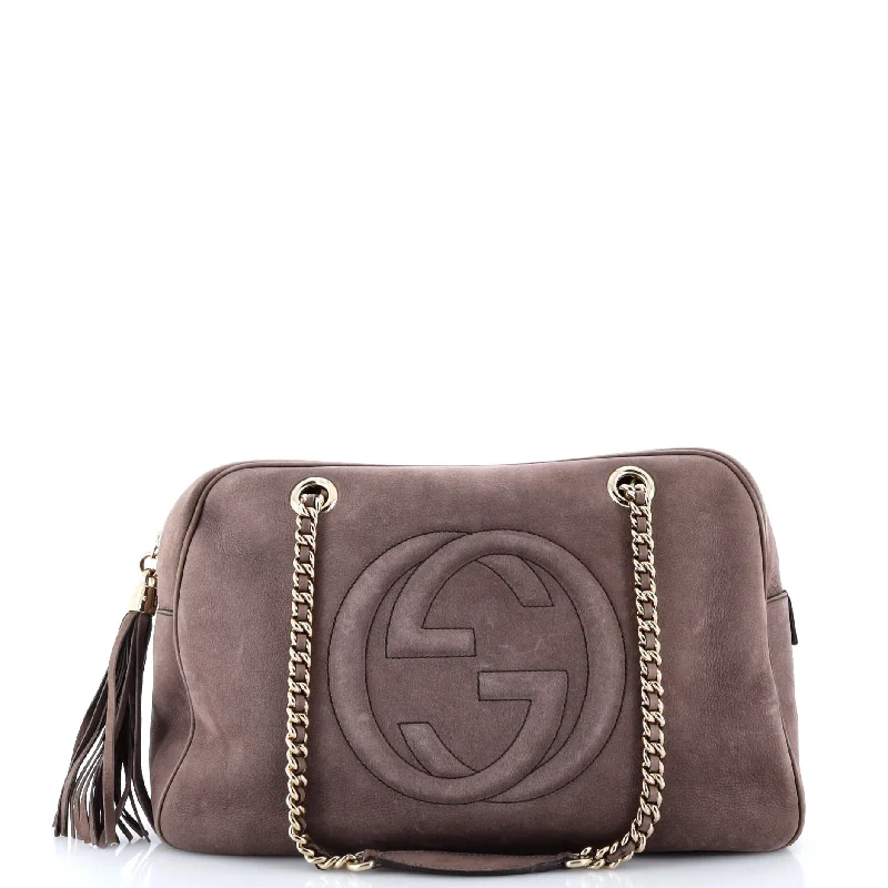 Women Gucci crossbody bags with a keychain holderSoho Chain Zip Shoulder Bag Nubuck Medium