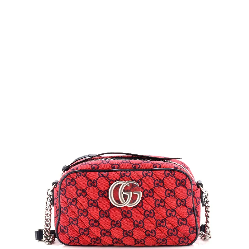 Ladies Gucci shoulder bags with a magnetic - closure flapGG Marmont Shoulder Bag Diagonal Quilted GG Canvas Small