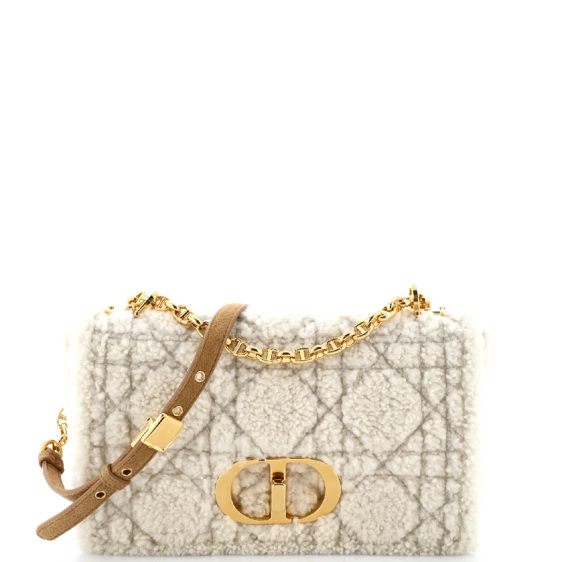 Contemporary Christian Dior handbags with a unique shapeCaro Bag Cannage Quilt Shearling Medium