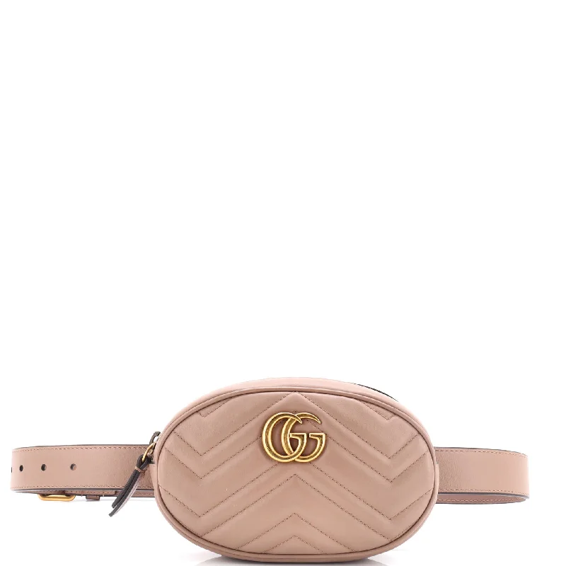 Women Gucci bags with a front - zip pocket for small itemsGG Marmont Belt Bag Matelasse Leather