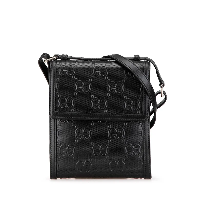 Gucci backpacks for women with a hidden back pocketBlack Gucci GG Embossed Flap Crossbody