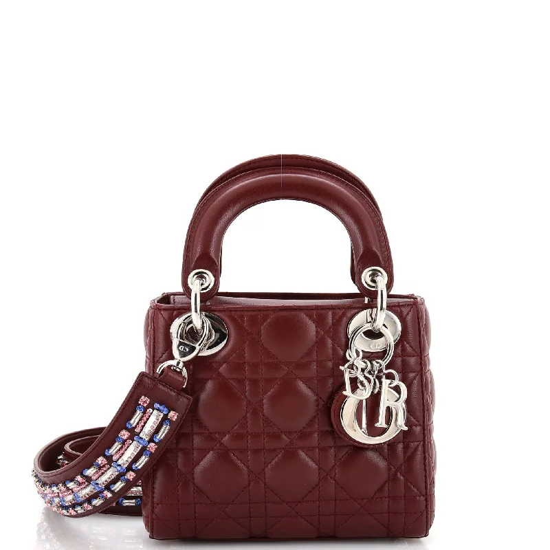 Christian Dior bags with a detachable coin purse insideLady Dior Bag Cannage Quilt Lambskin with Crystal Detail Mini