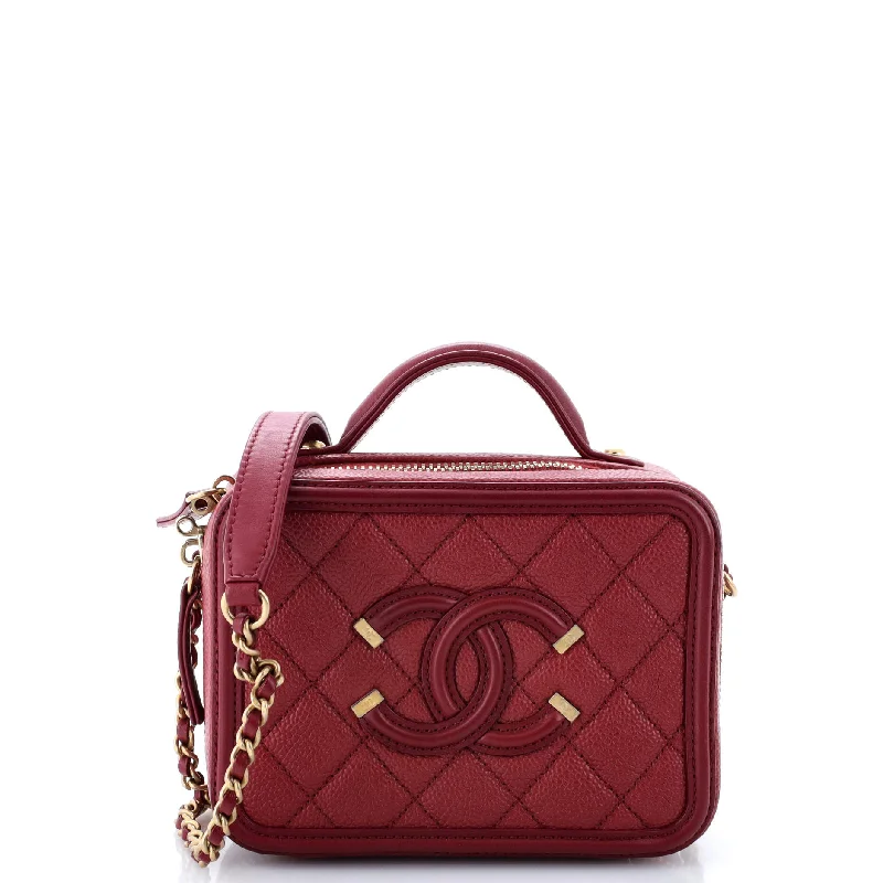 Christian Dior handbags with a detachable mirror for on - the - go touch - upsFiligree Vanity Case Quilted Caviar Small