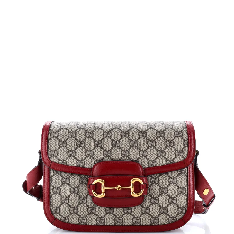 Women Gucci crossbody bags in a bold red colorHorsebit 1955 Shoulder Bag GG Coated Canvas Small