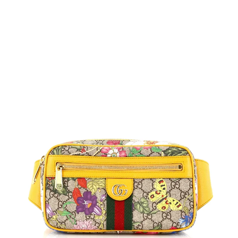 Women Gucci Sylvie bags with a monogram - embossed leatherOphidia Belt Bag Flora GG Coated Canvas Medium