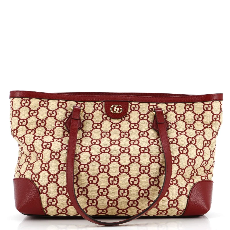 Women Gucci crossbody bags with a woven leather strapOphidia Shopping Tote GG Raffia Medium