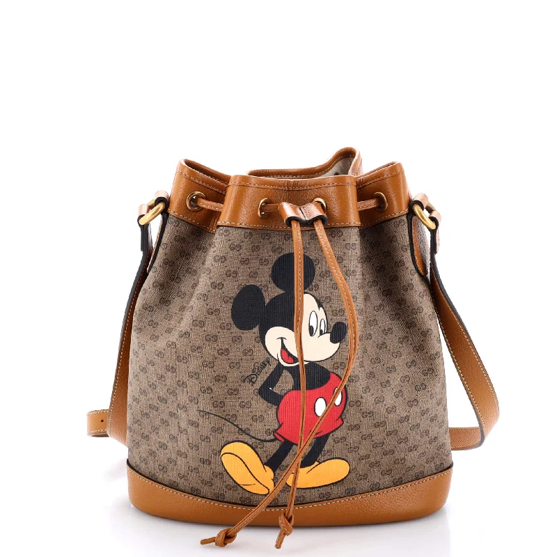 Women Gucci bags with a detachable mobile phone holderDisney Mickey Mouse Bucket Bag Printed Mini GG Coated Canvas