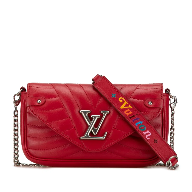 Louis Vuitton crossbody bags with a woven leather strap for textureRed Louis Vuitton New Wave Chain Pochette Crossbody Bag