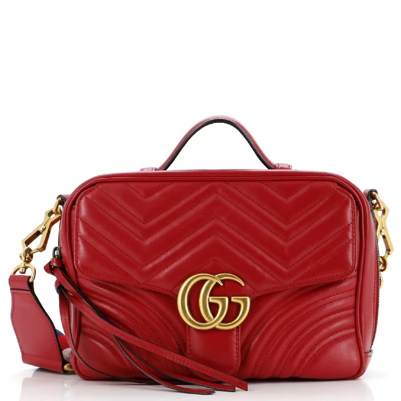 Gucci handbags for women with a patent - leather finishGG Marmont Zip Around Camera Bag Matelasse Leather Small