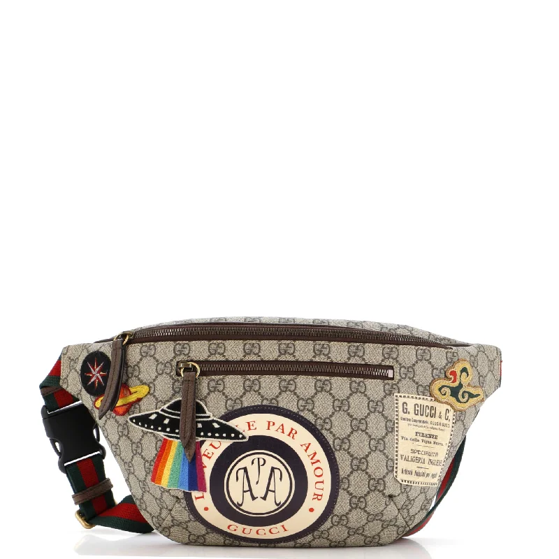 Gucci Marmont bags for women with gold - toned hardwareCourrier Zip Belt Bag GG Coated Canvas with Applique