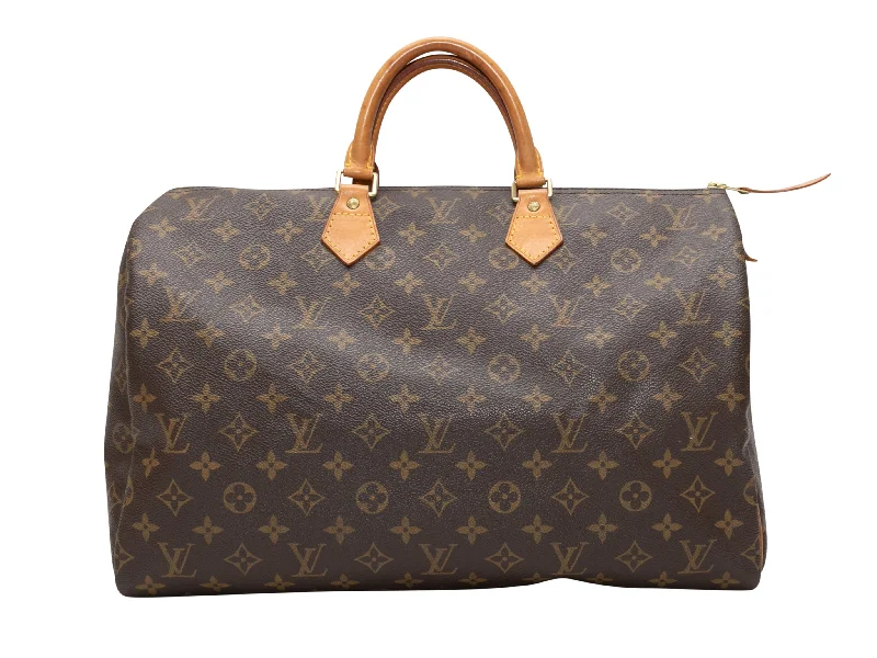 Louis Vuitton bags with a snap - button closure and a decorative charm for styleBrown Louis Vuitton Monogram Speedy 40