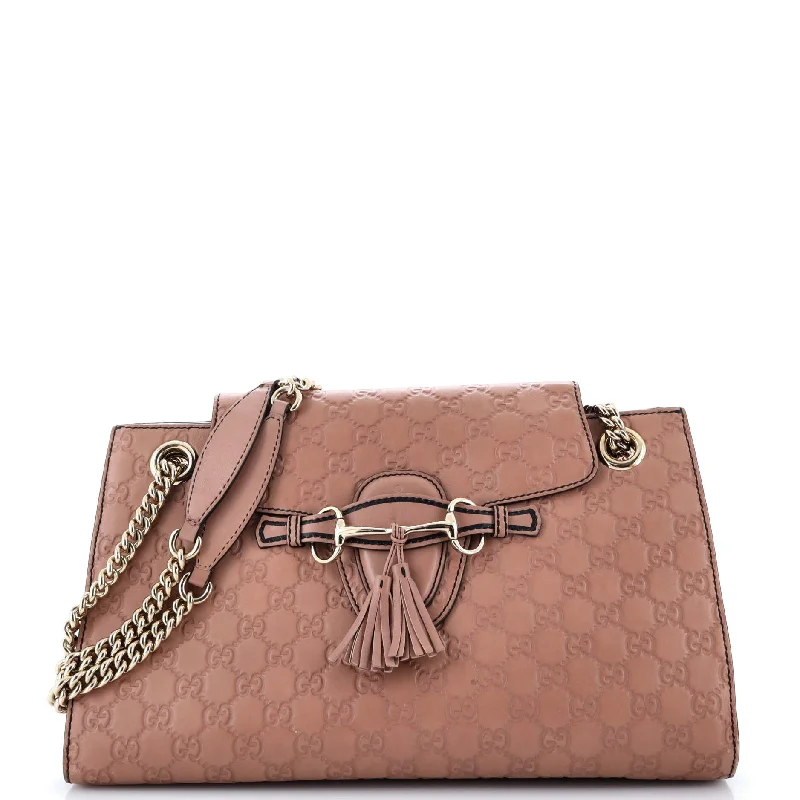 Women Gucci bags with a detachable mirror insideEmily Chain Flap Shoulder Bag Guccissima Leather Large