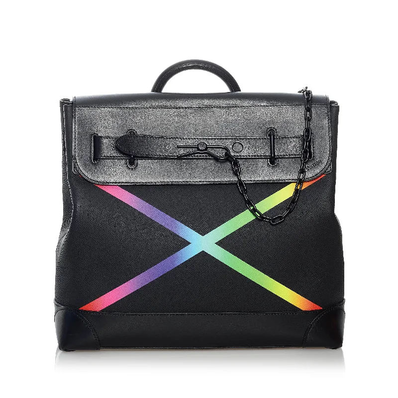 Louis Vuitton backpacks with a padded back panel for comfort during long - wearBlack Louis Vuitton Taiga Rainbow Steamer PM Satchel