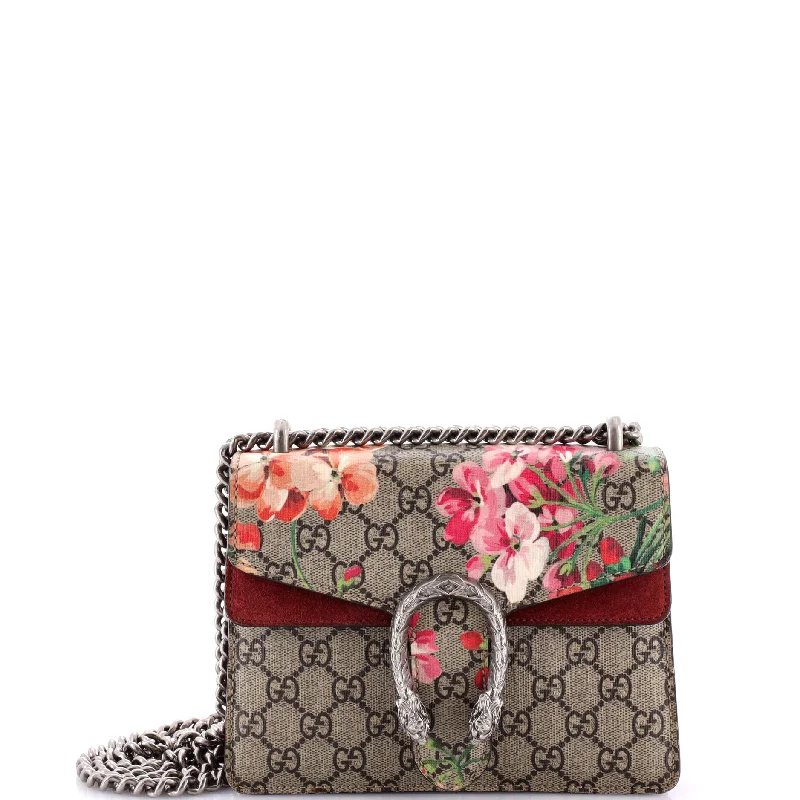 Women Gucci tote bags in GG Supreme canvas for a branded feelDionysus Bag Blooms Print GG Coated Canvas Mini