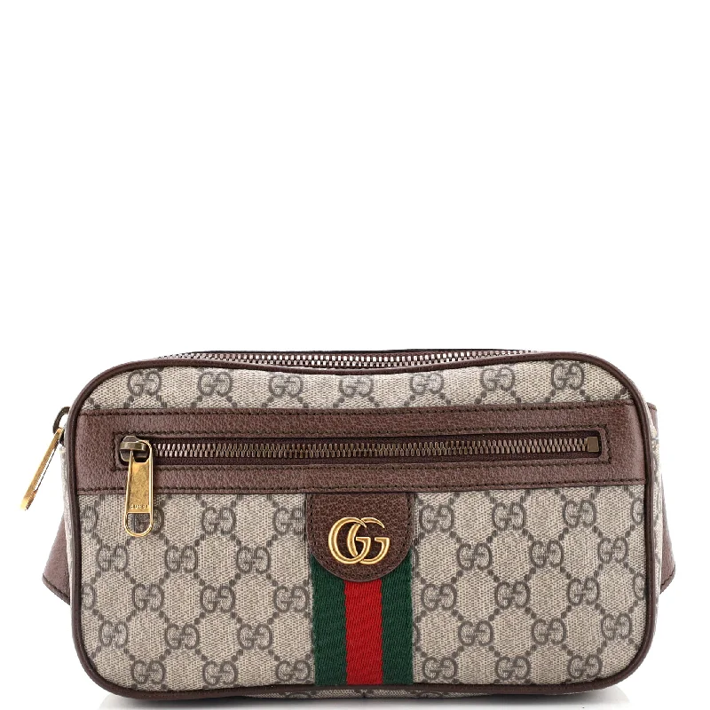 Women Gucci Sylvie bags featuring the signature web stripeOphidia Belt Bag GG Coated Canvas Medium