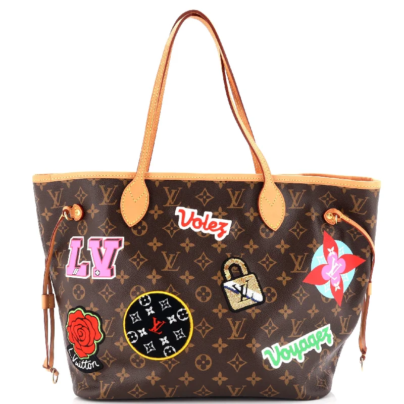 Louis Vuitton tote bags with a double - handle and shoulder - strap optionNeverfull NM Tote Limited Edition Patches Monogram Canvas MM