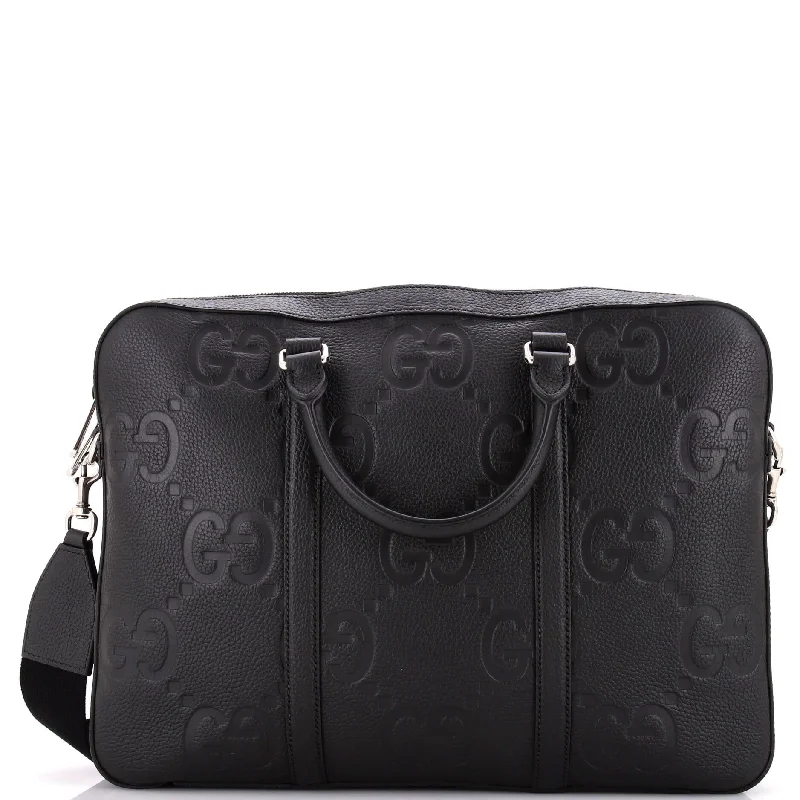 Women Gucci Sylvie bags with a leather - wrapped handleConvertible Briefcase Jumbo GG Embossed Leather