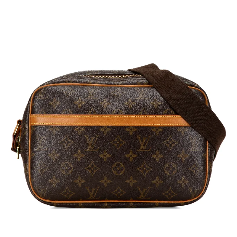 Louis Vuitton bags with a chain - link trim and a leather body for a modern edgeBrown Louis Vuitton Monogram Reporter PM Crossbody Bag