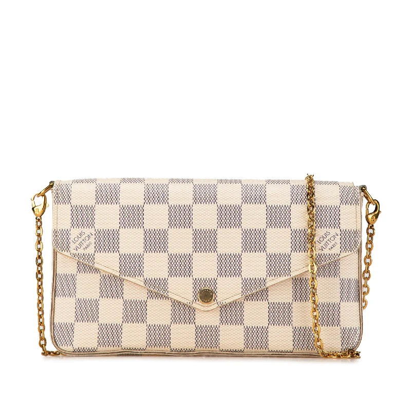 Louis Vuitton Twist bags with a contrast - colored interior for visual interestWhite Louis Vuitton Damier Azur Pochette Felicie Crossbody Bag