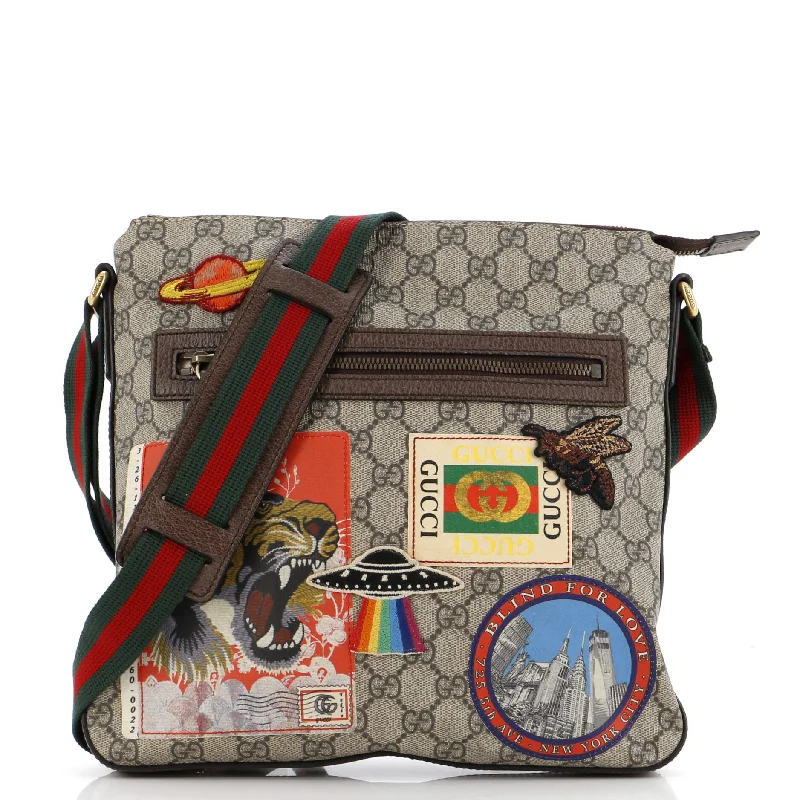 Women Gucci bags with a zip - around closure for securityCourrier Zip Messenger GG Coated Canvas with Applique Medium