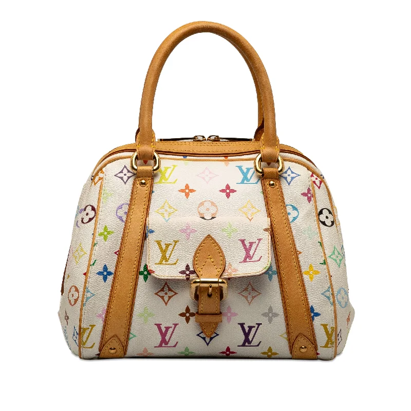 Louis Vuitton handbags with a patent - leather finish for a shiny lookWhite Louis Vuitton Monogram Murakami Priscilla Handbag