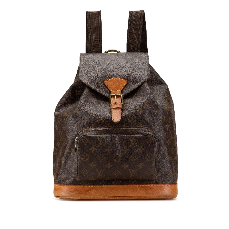 Ladies Louis Vuitton shoulder bags with a wide - width strap for comfortBrown Louis Vuitton Monogram Montsouris GM Backpack