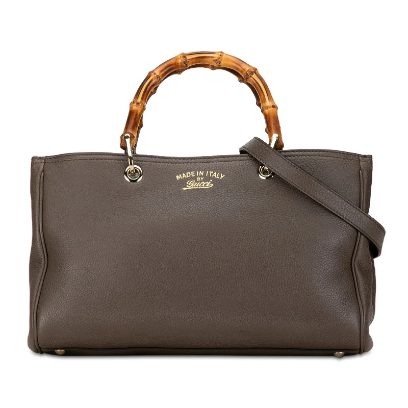 Women Gucci Sylvie bags with a leather - wrapped handleBrown Gucci Medium Bamboo Shopper Satchel