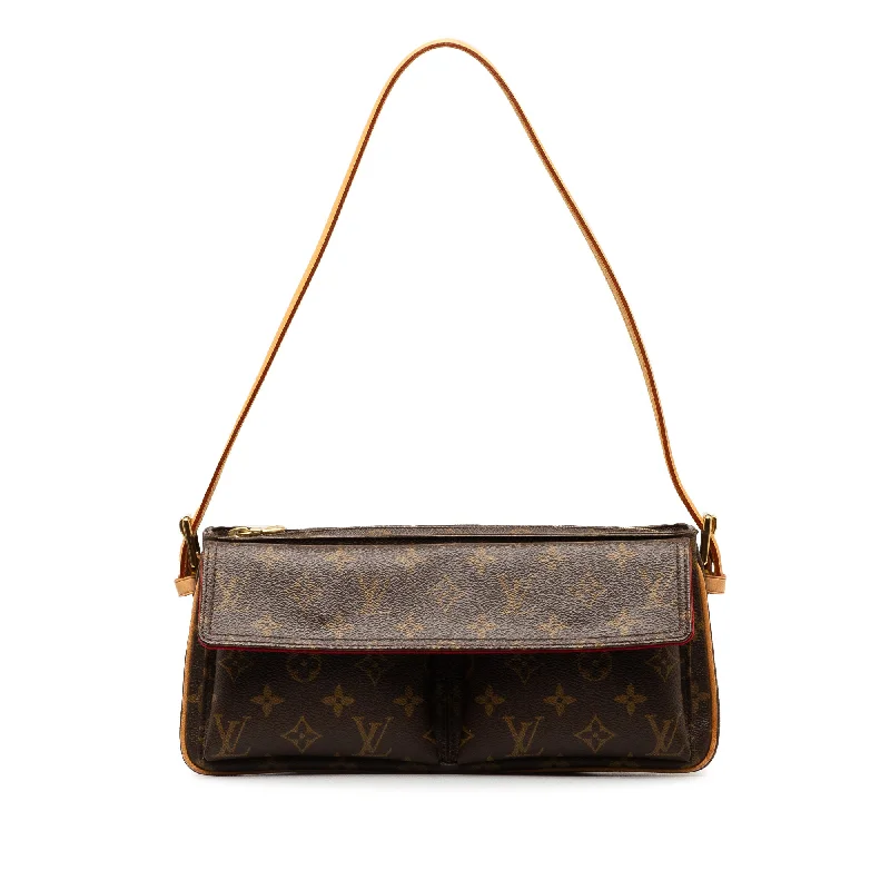 Ladies Louis Vuitton Petite Malle bags with a star - shaped charm for cutenessBrown Louis Vuitton Monogram Viva Cite MM Shoulder Bag