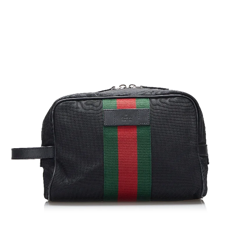 Women Gucci backpacks with a luxurious leather finishBlack Gucci Techno Web Clutch