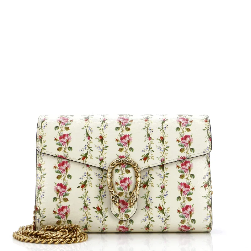 Women Gucci crossbody bags with a keychain holderDionysus Chain Wallet Printed Leather Small