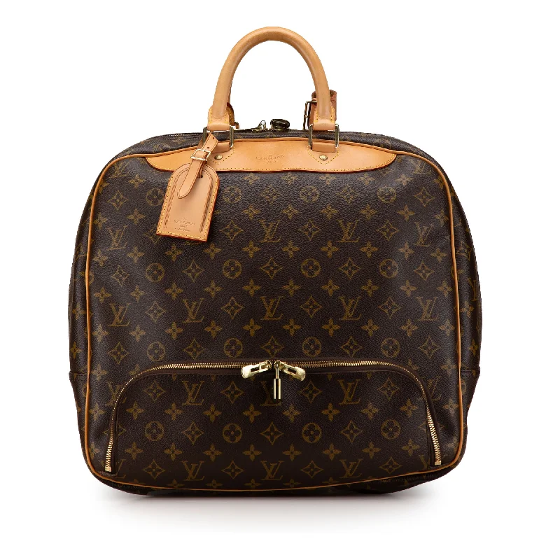 Louis Vuitton crossbody bags in a bold red color for a statementBrown Louis Vuitton Monogram Evasion Travel Bag